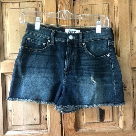Victoria's Secret PINK Womens Size 4 Denim Jean Shorts Dark Wash CutOff Highrise - Picture 1 of 7